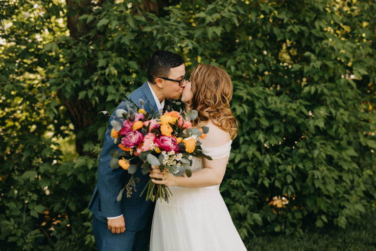 Wedding at Lyon's Farmette, The Kiss